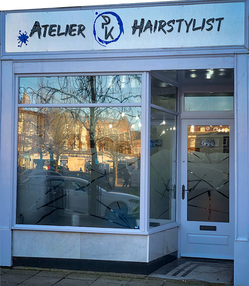 Exterior entrance of Atelier PK HairStylist salon in Wisbech